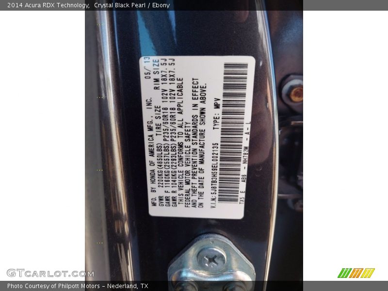 Crystal Black Pearl / Ebony 2014 Acura RDX Technology