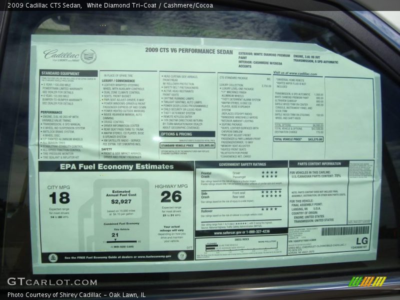 White Diamond Tri-Coat / Cashmere/Cocoa 2009 Cadillac CTS Sedan