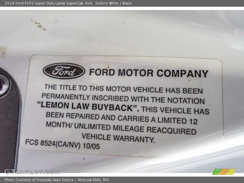 Oxford White / Black 2014 Ford F350 Super Duty Lariat SuperCab 4x4