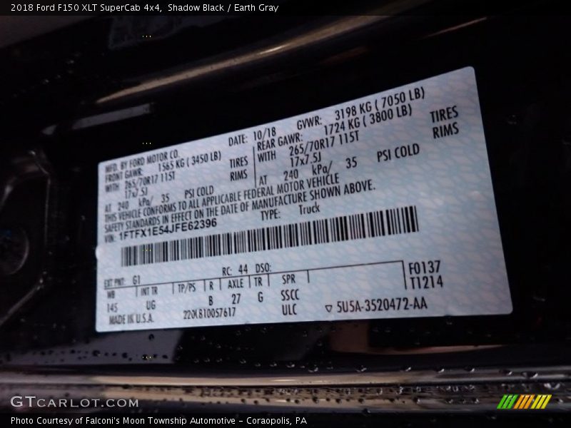 Shadow Black / Earth Gray 2018 Ford F150 XLT SuperCab 4x4