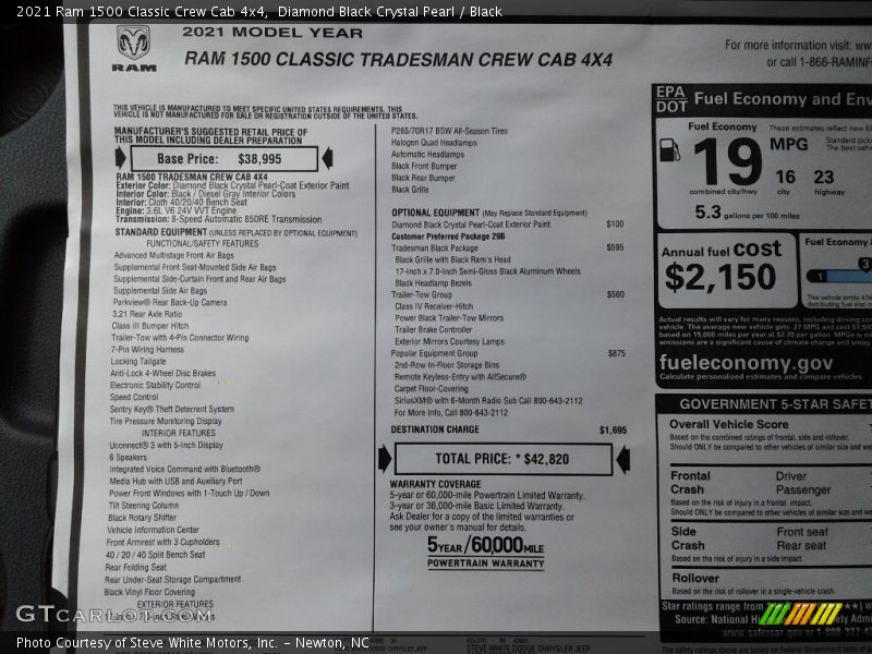 Diamond Black Crystal Pearl / Black 2021 Ram 1500 Classic Crew Cab 4x4