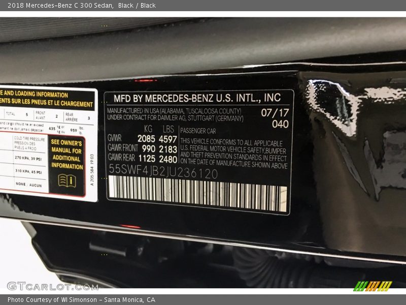 Black / Black 2018 Mercedes-Benz C 300 Sedan