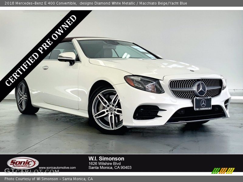 designo Diamond White Metallic / Macchiato Beige/Yacht Blue 2018 Mercedes-Benz E 400 Convertible
