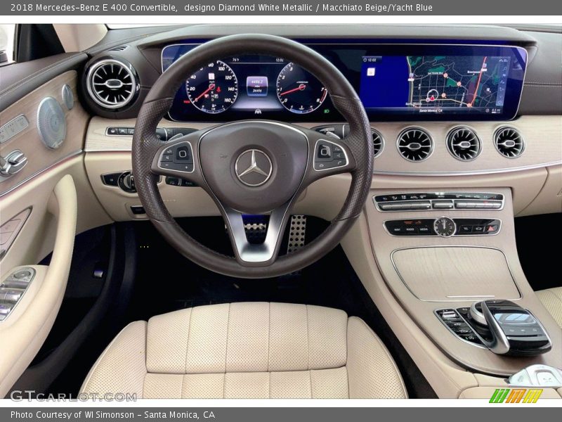 designo Diamond White Metallic / Macchiato Beige/Yacht Blue 2018 Mercedes-Benz E 400 Convertible