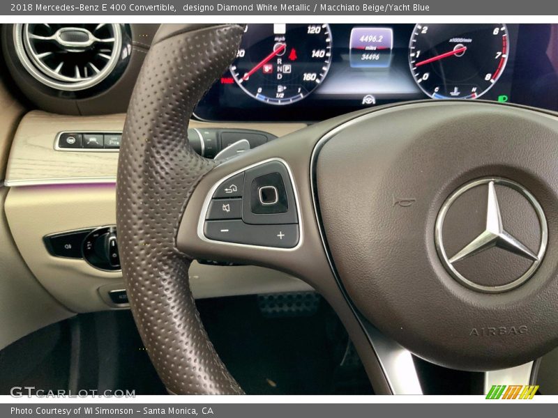 designo Diamond White Metallic / Macchiato Beige/Yacht Blue 2018 Mercedes-Benz E 400 Convertible