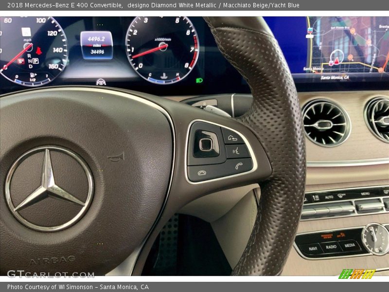 designo Diamond White Metallic / Macchiato Beige/Yacht Blue 2018 Mercedes-Benz E 400 Convertible