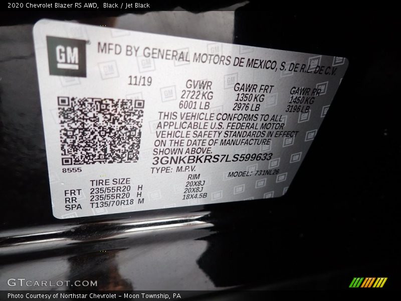 Black / Jet Black 2020 Chevrolet Blazer RS AWD