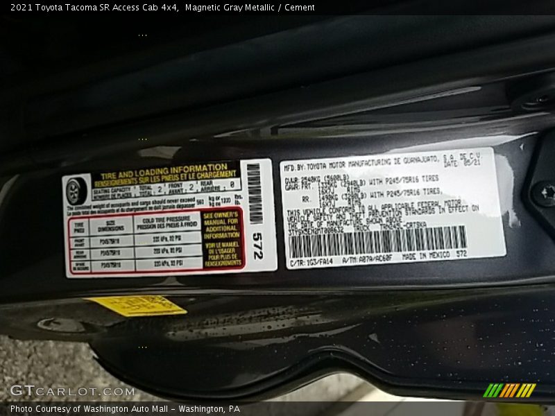 Magnetic Gray Metallic / Cement 2021 Toyota Tacoma SR Access Cab 4x4