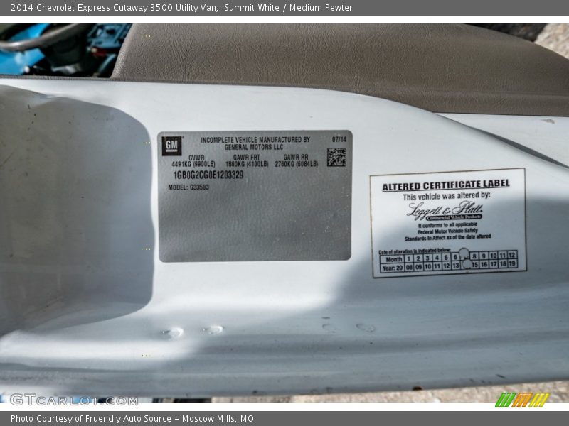 Summit White / Medium Pewter 2014 Chevrolet Express Cutaway 3500 Utility Van