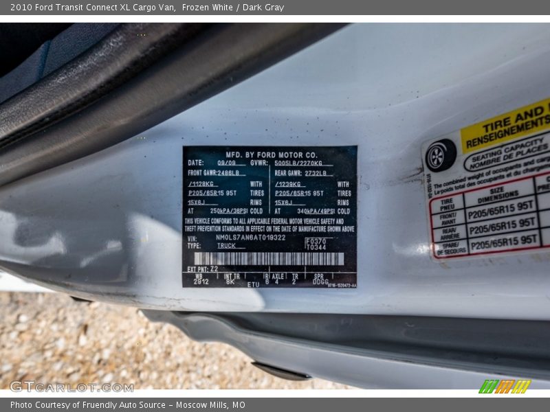 Frozen White / Dark Gray 2010 Ford Transit Connect XL Cargo Van
