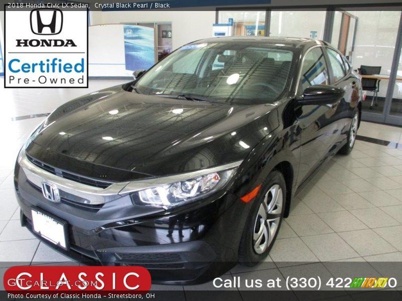 Crystal Black Pearl / Black 2018 Honda Civic LX Sedan