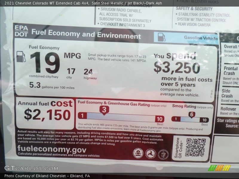 Satin Steel Metallic / Jet Black/­Dark Ash 2021 Chevrolet Colorado WT Extended Cab 4x4