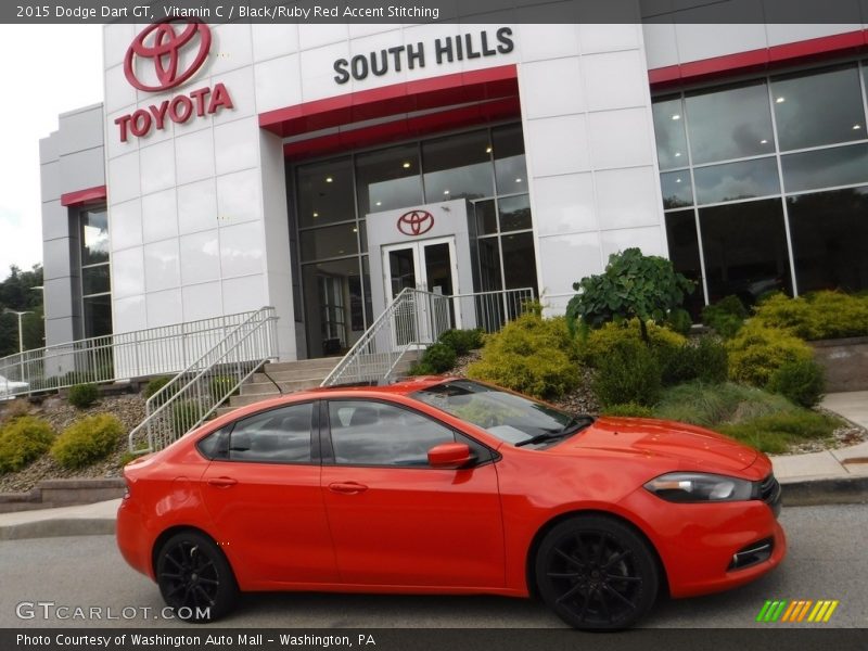 Vitamin C / Black/Ruby Red Accent Stitching 2015 Dodge Dart GT