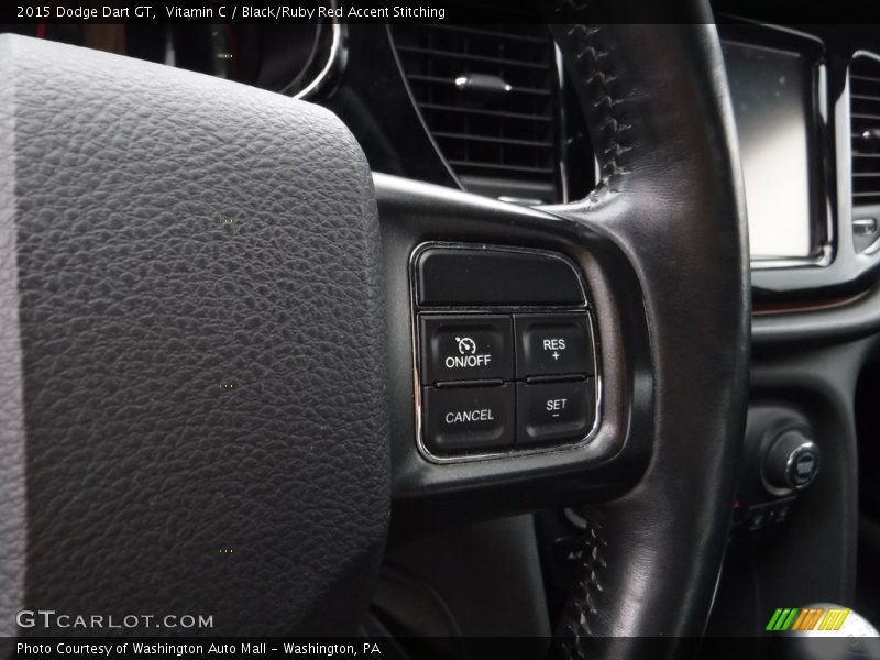 Vitamin C / Black/Ruby Red Accent Stitching 2015 Dodge Dart GT