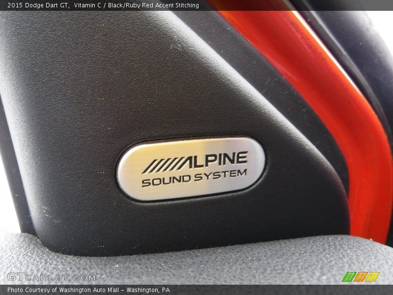 Vitamin C / Black/Ruby Red Accent Stitching 2015 Dodge Dart GT