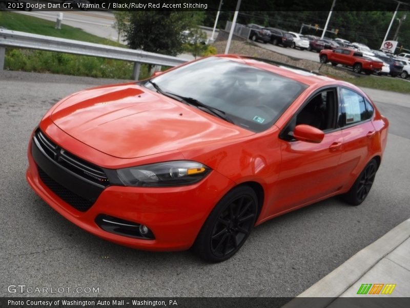 Vitamin C / Black/Ruby Red Accent Stitching 2015 Dodge Dart GT