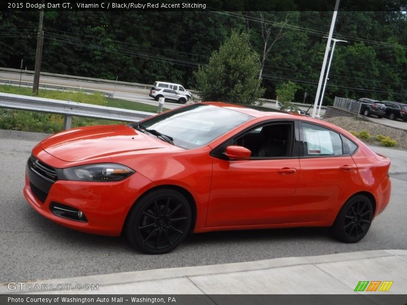 Vitamin C / Black/Ruby Red Accent Stitching 2015 Dodge Dart GT