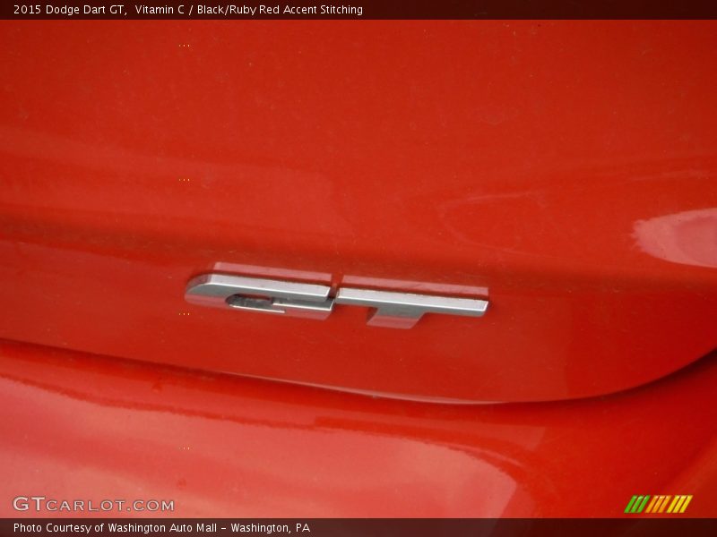 Vitamin C / Black/Ruby Red Accent Stitching 2015 Dodge Dart GT