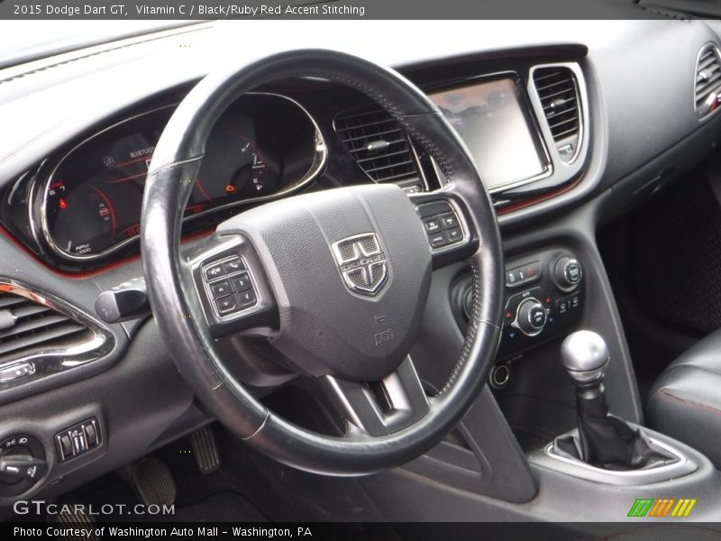 Vitamin C / Black/Ruby Red Accent Stitching 2015 Dodge Dart GT