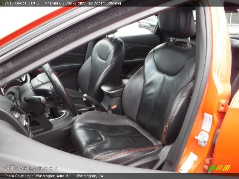 Vitamin C / Black/Ruby Red Accent Stitching 2015 Dodge Dart GT