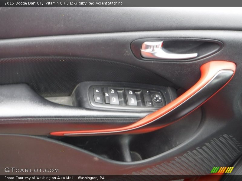 Vitamin C / Black/Ruby Red Accent Stitching 2015 Dodge Dart GT