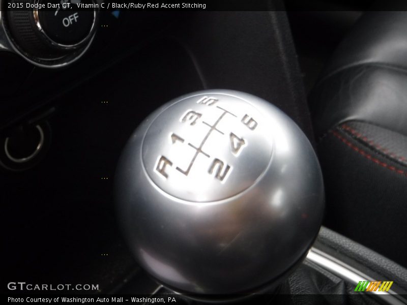 Vitamin C / Black/Ruby Red Accent Stitching 2015 Dodge Dart GT
