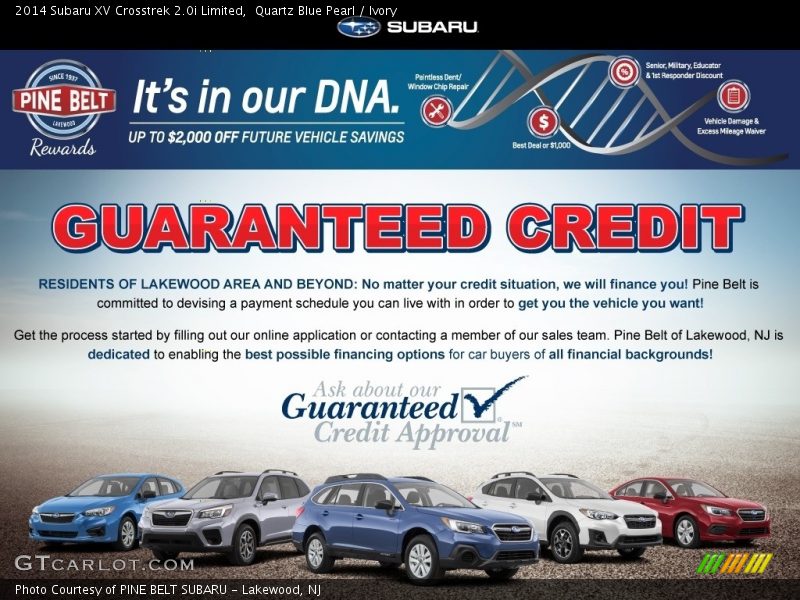 Quartz Blue Pearl / Ivory 2014 Subaru XV Crosstrek 2.0i Limited