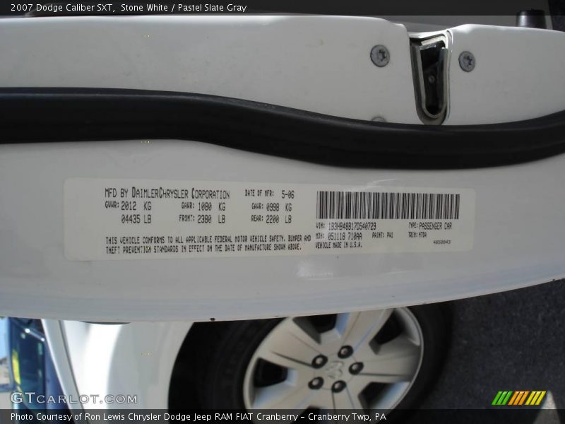 Stone White / Pastel Slate Gray 2007 Dodge Caliber SXT