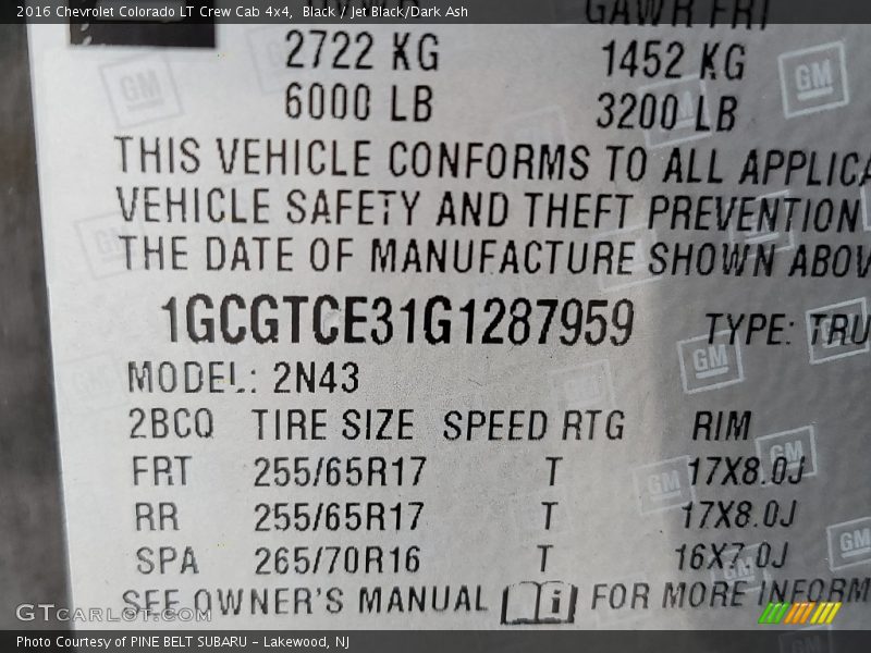 Black / Jet Black/Dark Ash 2016 Chevrolet Colorado LT Crew Cab 4x4