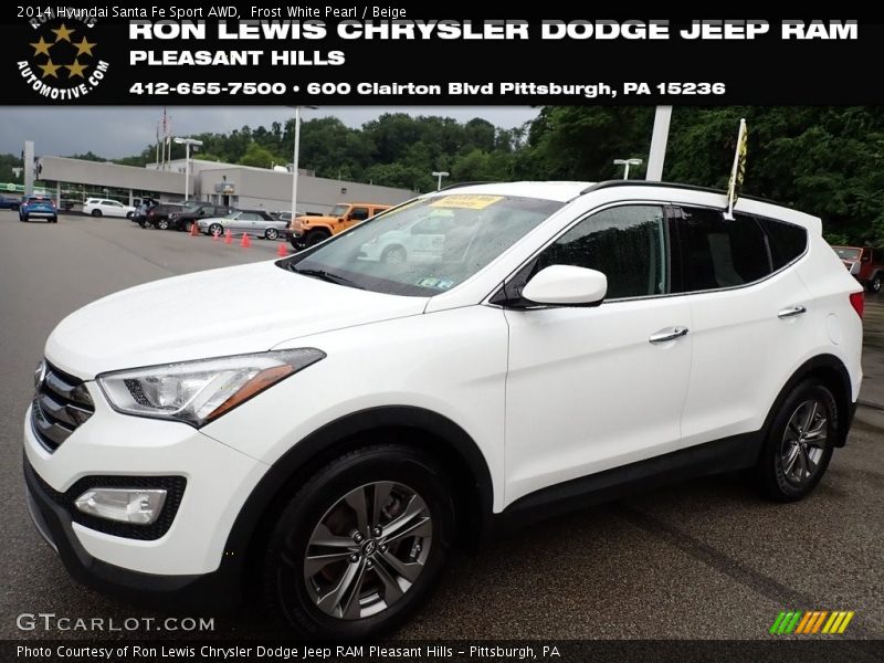 Frost White Pearl / Beige 2014 Hyundai Santa Fe Sport AWD