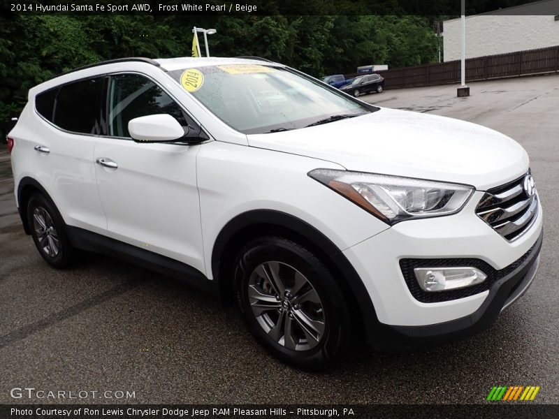 Frost White Pearl / Beige 2014 Hyundai Santa Fe Sport AWD
