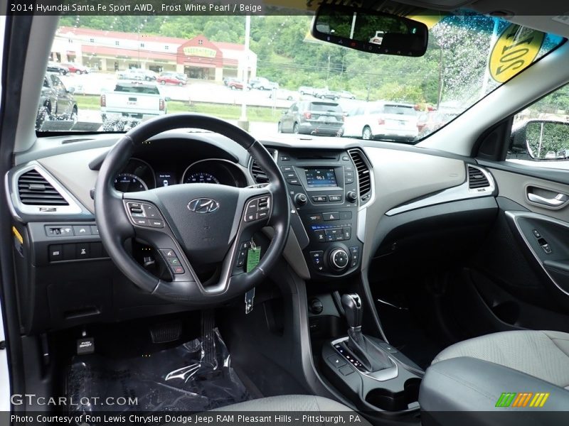 Frost White Pearl / Beige 2014 Hyundai Santa Fe Sport AWD
