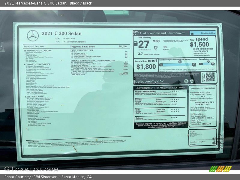 Black / Black 2021 Mercedes-Benz C 300 Sedan
