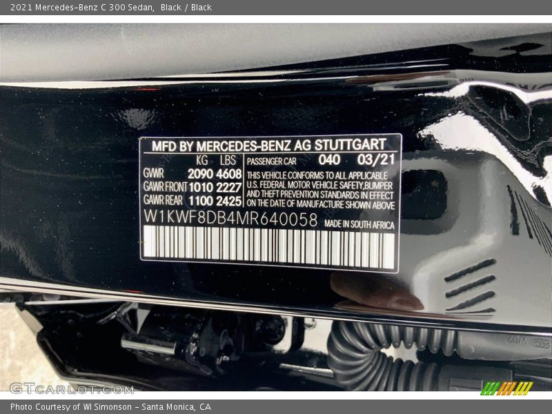 Black / Black 2021 Mercedes-Benz C 300 Sedan
