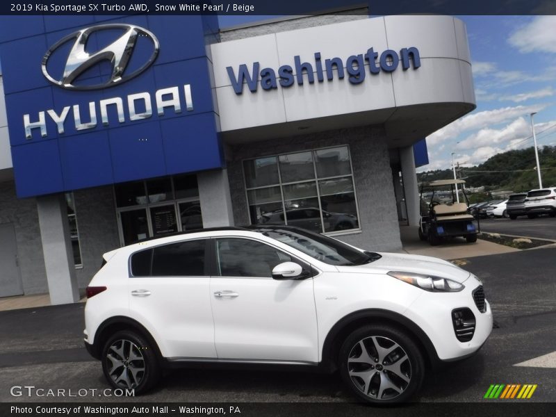 Snow White Pearl / Beige 2019 Kia Sportage SX Turbo AWD