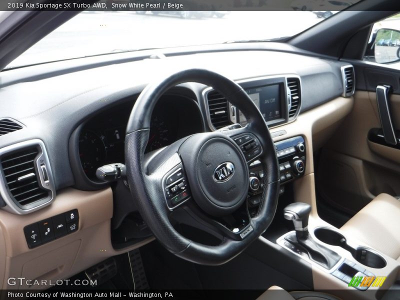Snow White Pearl / Beige 2019 Kia Sportage SX Turbo AWD