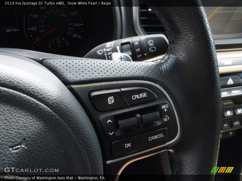 Snow White Pearl / Beige 2019 Kia Sportage SX Turbo AWD