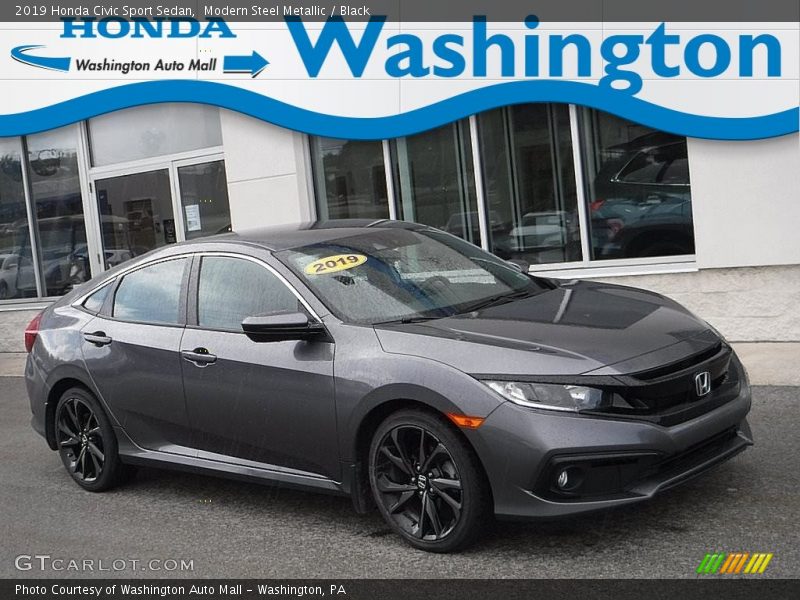 Modern Steel Metallic / Black 2019 Honda Civic Sport Sedan