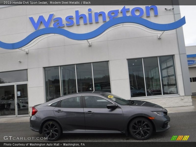Modern Steel Metallic / Black 2019 Honda Civic Sport Sedan