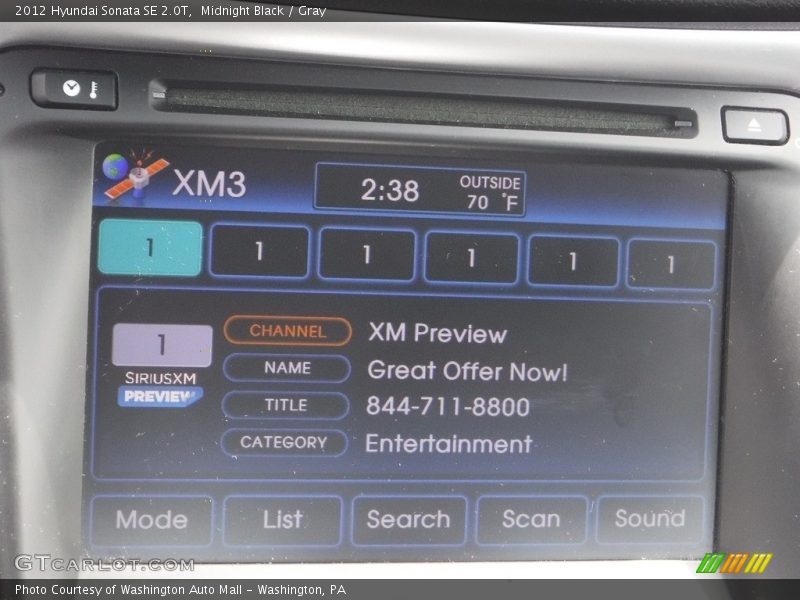 Midnight Black / Gray 2012 Hyundai Sonata SE 2.0T