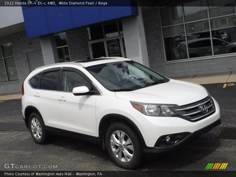 White Diamond Pearl / Beige 2012 Honda CR-V EX-L 4WD