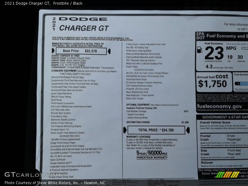 Frostbite / Black 2021 Dodge Charger GT