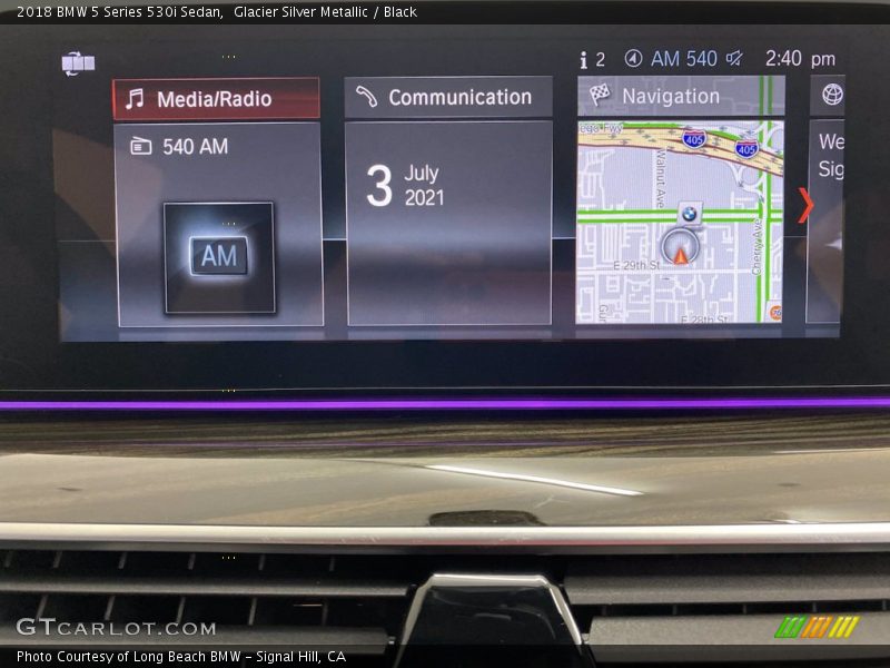 Glacier Silver Metallic / Black 2018 BMW 5 Series 530i Sedan