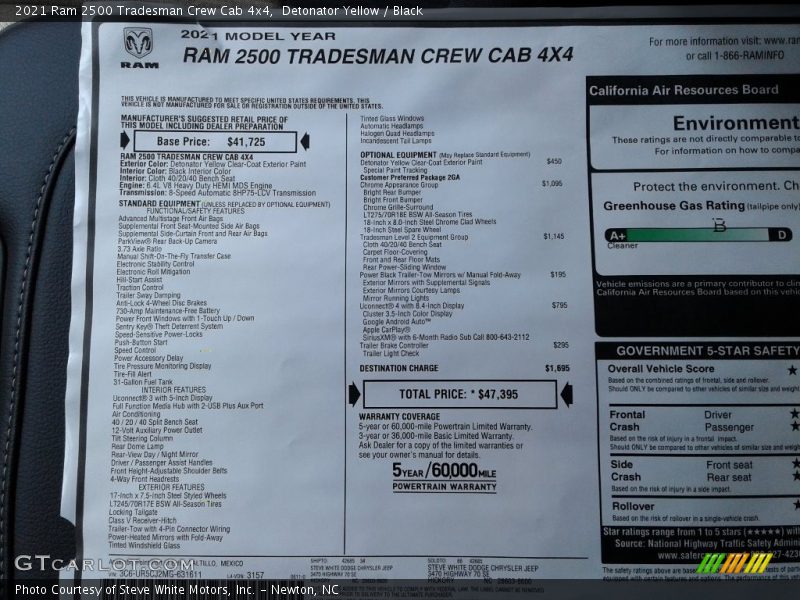 Detonator Yellow / Black 2021 Ram 2500 Tradesman Crew Cab 4x4