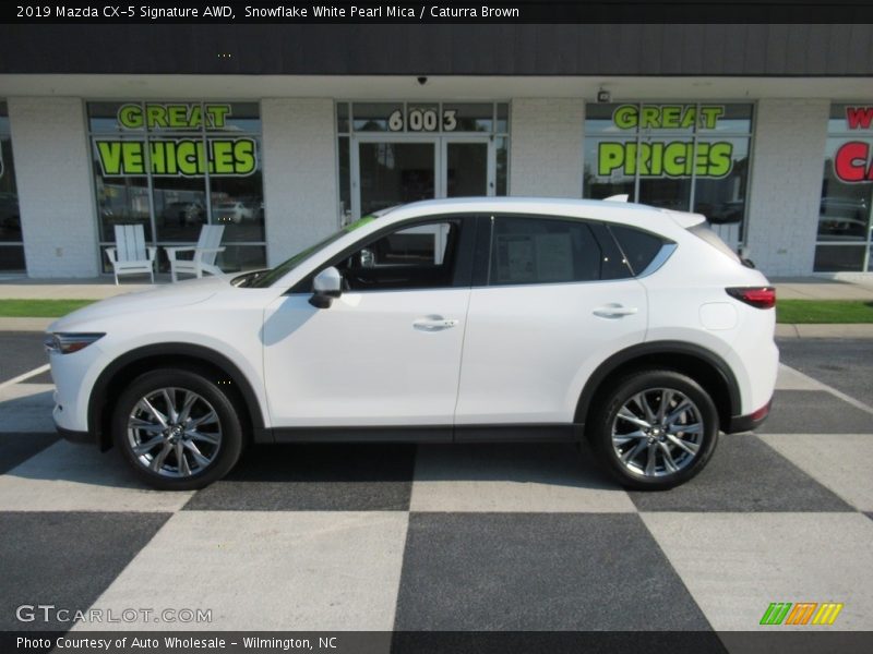 Snowflake White Pearl Mica / Caturra Brown 2019 Mazda CX-5 Signature AWD