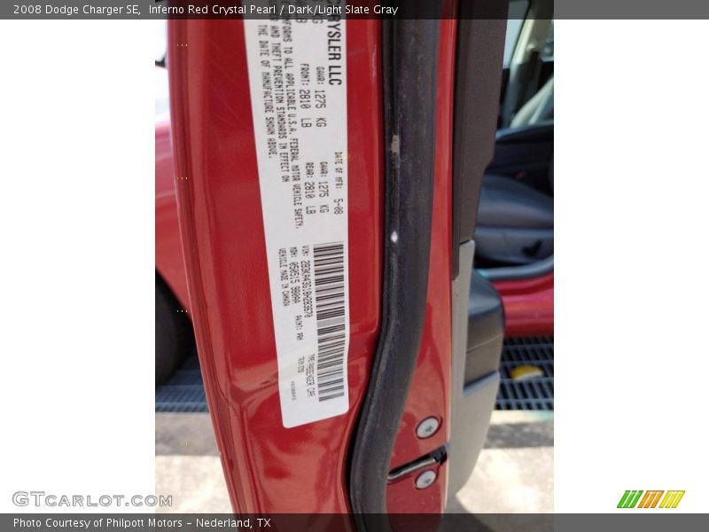 Inferno Red Crystal Pearl / Dark/Light Slate Gray 2008 Dodge Charger SE