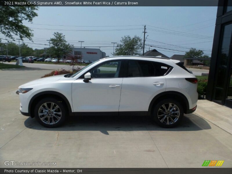 Snowflake White Pearl Mica / Caturra Brown 2021 Mazda CX-5 Signature AWD