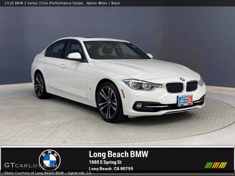 Alpine White / Black 2018 BMW 3 Series 330e iPerformance Sedan