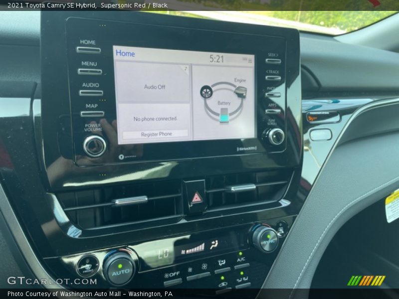 Supersonic Red / Black 2021 Toyota Camry SE Hybrid