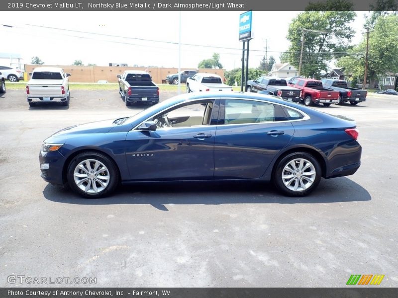 Northsky Blue Metallic / Dark Atmosphere/Light Wheat 2019 Chevrolet Malibu LT